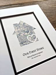 our first home personalized home map matted gift first home etsy first home gifts new home gifts closing gifts
