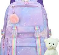 FSRONGXI Zaino scolastico per ragazze, grazioso e colorato, grande  capacità, zaino per libri, casual, per adolescenti