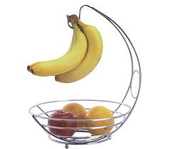Simplehouseware fruit basket bowl with banana tree hanger, bronze. Fruit Bowl