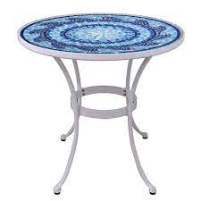 Moroccan mosaic tile square bistro table on iron base. Stylewell 28 In Coastal Glass Mosaic Outdoor Patio Bistro Table Hd19153 The Home Depot