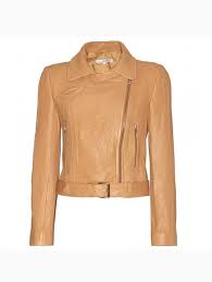 Carven Polished Peanut Butter Tinted Leather Biker Jacket Leather Jackets Online Designer Leather Jackets Leather Jackets Women