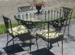 Use the included cushions, or swap them out with replacement patio dining sets feature rectangular, round, square or oval tables, and many include a space for a patio umbrella so. Wrought Iron Table 4 Chairs Cushions Woodard Grapes Etsy Iron Patio Furniture Wrought Iron Outdoor Furniture Wrought Iron Patio Furniture