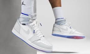 Air Jordan 1 Retro High Zoom White Racer Blue Ck6637 104 In 2020 Nike Shoes Women Fashion Womens Basketball Shoes White Nike Shoes