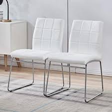 They also come in different colors: Amazon Com White Dining Chairs Set Of 2 Faux Leather Dining Chairs Comfortable Modern Kitchen Chairs With Chrome Legs For Dining Room Chairs Living Room Bedroom Chairs