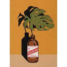 Monstera Plant Red Stripe Beer Wall Art Illustration Etsy Beer Artwork Beer Art Striped Art