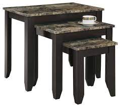 Large table measures 21 inches wide x 17.25 inches long x 22 inches high. Nesting Table 3 Piece Set Cappuccino Marble Top Transitional Coffee Table Sets By Monarch Specialties Houzz