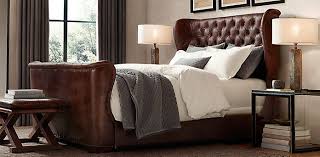 Churchill Leather Wing Bed Restoration Hardware Bedroom Collection Winged Bed Upholstered Beds