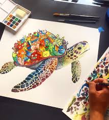 Here are fun free printable tiger coloring pages for children. Turtle Doodle This Was Made With Watercolors I Really Enjoy Trying Out Different Mediums Even Though I Had Turtle Doodle Pen Art Doodle Doodle Art Designs