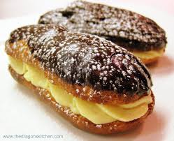 Chocolate Painted Eclairs With French Vanilla Cream Recipe By Dana Mccauley There Were 3 Options For The Sweets Course On Eclairs Cream Recipes French Vanilla