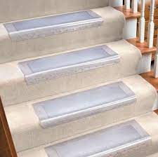 The carpet protector mat has a rectangle shape and is clear in color. Plastic Carpet Runners For Stairs High Quality And Affordable Carpet Runners For Stairs Cool Home D Stair Runner Carpet Plastic Carpet Runner Carpet Stairs