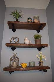 industrial wooden iron shelf rustic floating etsy shelves diy hidden wall
