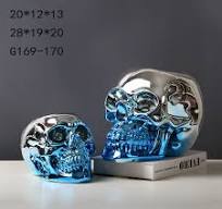 Christmas Gift Gradient Color Plating Resin Skull Statue Home Decoration