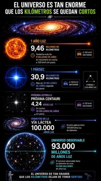 El universo es tan grande que los kilómetros dejan de tener sentido., El  universo es tan grande que los kilómetros dejan de tener sentido., Cuando  las distancias se vuelven absurdamente enormes, los ...