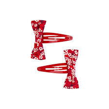 Jacadi Red 90 Cotton 10 Iron Pack Of 2 Bow Hair Clips Liberty Melijoe Com