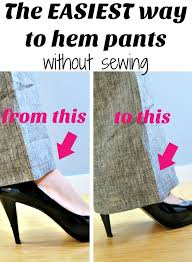 The Easiest Way To Hem Pants Without Using A Sewing Machine How To Hem Pants Sewing Pants Diy Pants