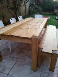 Outdoor Dining Table And Bench Homemade Outdoor Furniture Pallet Furniture Outdoor Outdoor Wood Table