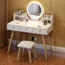 Quick view compare add to cart. Led Luminous Large Dresser Table With Mirror Stool And Storage Drawers Set