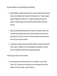 Saudara/ saudari pengacara majlis, yang berbahagia en ab. 43594830 Teks Ucapan Pengetua Graduasi