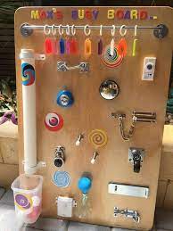 Home Made Busy Board Diy Diy Busy Board Toddler Activity Board Baby Activity Board