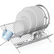 I would have to mix dirty dishes with the clean one. Amazon Com Simple Houseware Collapsible Dish Drying Rack Chrome