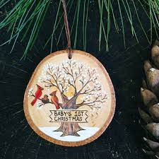 Baby S First Christmas Wood Slice Ornament Personalized Etsy Christmas Wood Wood Slice Ornament Christmas Ornaments Homemade