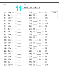 Free Printable 11 Times Table Worksheets Kiddo Shelter Math Facts Kids Math Worksheets Times Tables Worksheets