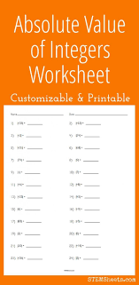 Absolute Value Of Integers Worksheet Integers Worksheet Absolute Value Worksheets