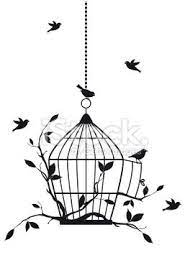 Free Birds With Open Birdcage Vector Background Illustration Bird Outline Birdcage Tattoo Hanging Bird Cage