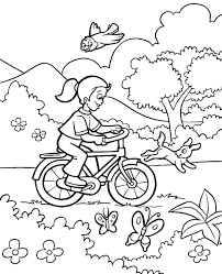 While this coloring sheet is slightly more complex (with more fine details) than the first option, i still think it's suitable for all ages and coloring. Girl Riding Bike Coloring Page Spring Topcoloringpages Net