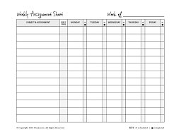 Weekly Assignment Sheets Sada Margarethaydon Com