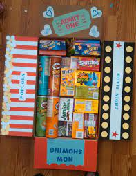 Movie Night Care Package With All Kinds Of Goodies Birthday Care Packages Movie Night Gift Diy Birthday Gifts