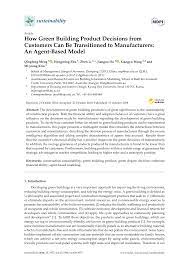 How Green Building Product Decisions from Customers Can Be Transitioned to  Manufacturers: An Agent-Based Model