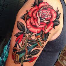 Another lovely modern rose tattoo with graphic touch. 25 Stylish Rose Tattoos For Men