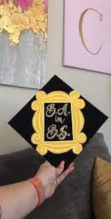 Friends Door Frame Grad Cap Yellow Ba In Bs Graduation Friends Door Frame Grad Cap Graduation Invitations