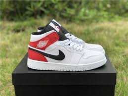 Black White Jordan 1 Mid Nike Air Jordan 1 Mid Chicago Remix White Black Gym Red Air Jordans Sneakers Men Fashion Nike Air