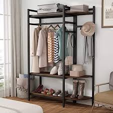 Browse a large selection of closet organizer options on houzz, including shelf dividers, clothes storage bins and hanging closet organizer designs. Buy Tribesigns Free Standing Closet Organizer With Hooks Heavy Duty Clothes Storage Garment Rack With Shelves And Hanging Rod Metal Closet Storage Organizer For Bedroom Capacity 250 Lb Rustic Online In Kenya B083zpjc6n