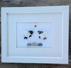 Pebble Art Sheep Two Cute Sheep Happy To Play The Picture Is Beautiful Positive It Can Be A Wonderful Gift For Rock Crafts Sea Glass Crafts Stone Crafts