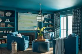 The black color here becomes a fantastic background to make the turquoise custom cabinets look prominent. Blue Paint Ideas Benjamin Moore