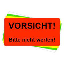 Die touristen drücken sich die nasen an den scheiben platt und bewundern die speicherstadt und die schiffe auf der elbe, während der hamburger es nicht. Versandaufkleber Vorsicht Bitte Nicht Werfen V022 Preis Gunstig Kaufen Im Online Shop Ident24