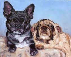 Black And Tan Pug Cute Couple Black French Boxer And Tan Pug With Images Pet Portrait Paintings Pet Portraits Paint Your Pet