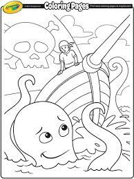 Here are free printable coloring pages for kids to go along with a homeschool unit study about pirates. Pirate Ship And Giant Sea Creature Coloring Page Crayola Com