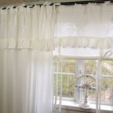 Raff Gardine Lara Offwhite 140x120 Cm Volant Bestickt Gardinen Zauberhafter Landhausstil Leinen Gardinen