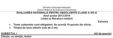 Subiecte evaluare națională 2016 edu.ro. Evaluare Nationala 2016 Subiecte Bareme Romana Ziua Veche
