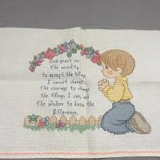 Selected cross stitch from plum street samplers. Precious Moments Serenity Prayer Boy Finished Cross Stitch Piece Babies Kids Baby Nursery Kids Furniture Other Kids Furniture On Carousell