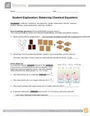 Maximus Vu Balancingchemequationsse Name Date Student Exploration Balancing Chemical Equations Vocabulary Coefficient Compound Decomposition Course Hero