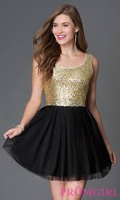 Short A Line Sleeveless Dress In Black And Gold Gold Cocktail Dress Gold Homecoming Dress Homecoming Dresses