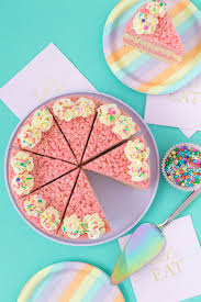 Simple Cake Slice Rice Krispies Treats With Vanilla Buttercream Recipe Rice Krispies Birthday Cake Alternatives Rice Krispie Treats