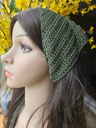 Pañuelo/Diadema/Pañuelo para la cabeza de crochet/Accesorios para el  cabello/Diadema bohemia con flores blancas retro en musgo marino