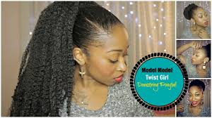 Stitch braids with marley twist 🌟. Model Model Marley Hair Drawstring Ponytail High Bun Or Ponytail Step By Step Tutorial Youtube