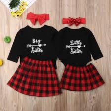Details About Us Toddler Kids Baby Girl Xmas Clothes Sister Matching Tops Romper Dress Outfits